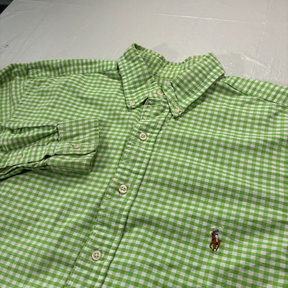 Polo Ralph Lauren Men's LT Large Tall Green Checkered Button Up